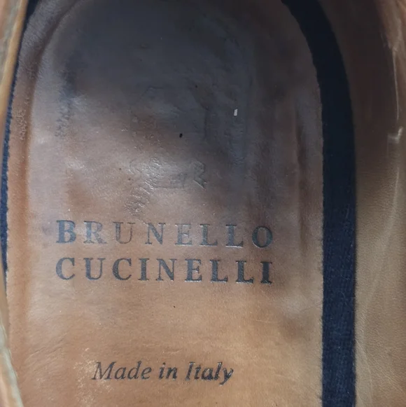 Brunello Cucinelli Cognac Leather Wing Tip Derby Oxfords 42 - Picture 9 of 16